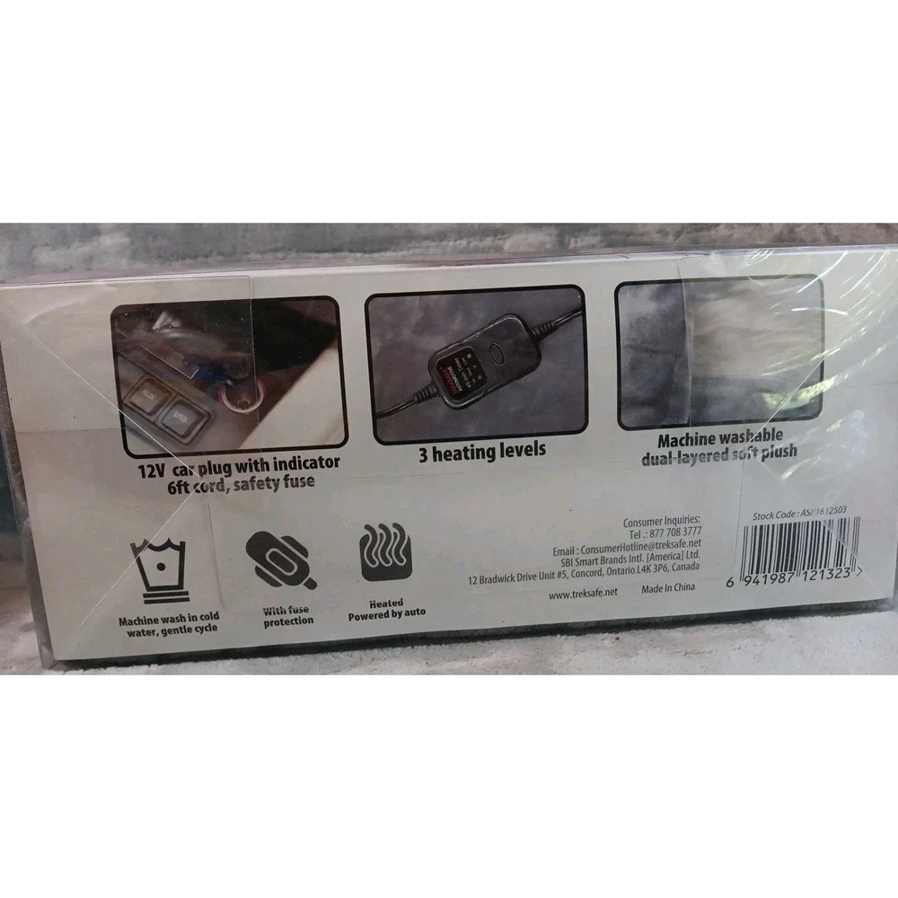 Treksafe Heated Travel Blanket Throw 12 Volt Plush 3 Settings‎ Dual Layer 55x40